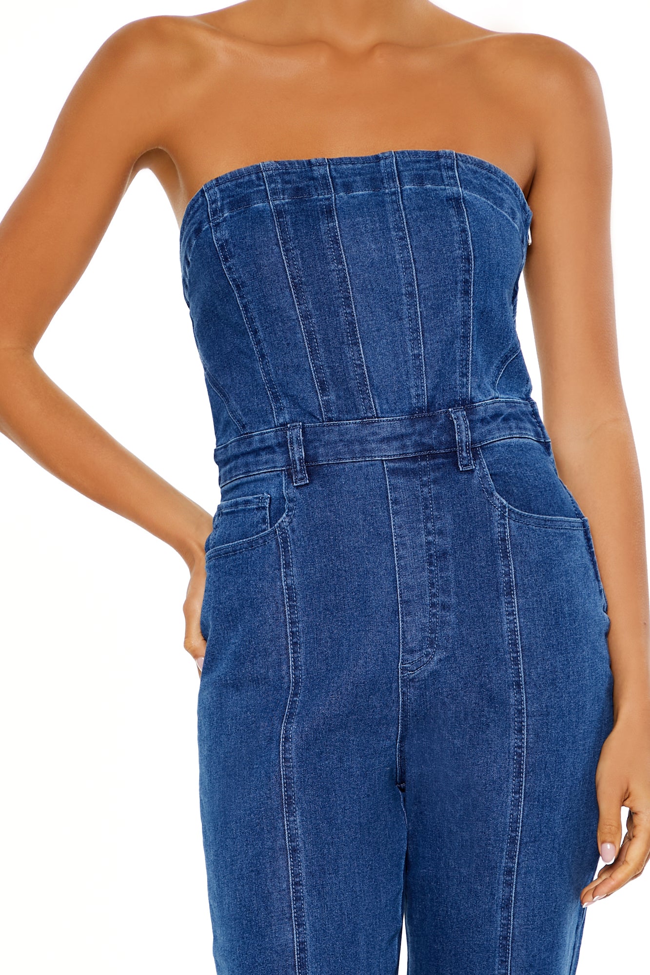 JUMPSUIT DENIM STRAPLESS