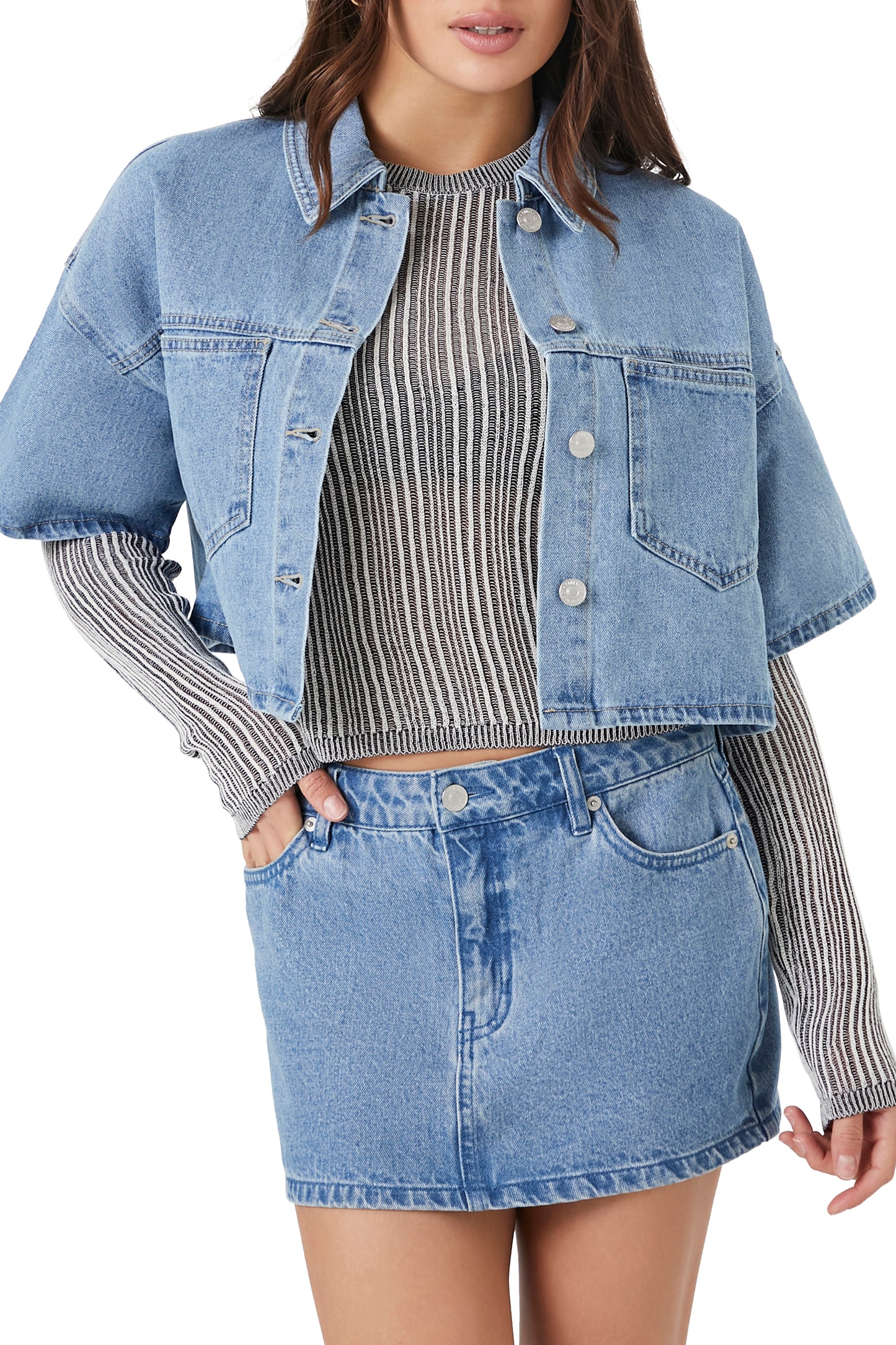 CAMISA DENIM CROPPED OVERSIZED