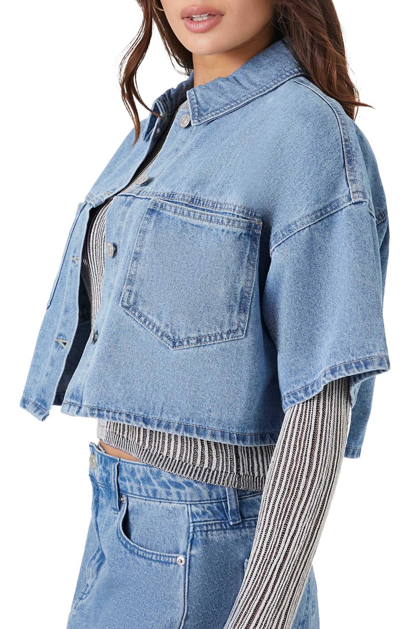 CAMISA DENIM CROPPED OVERSIZED
