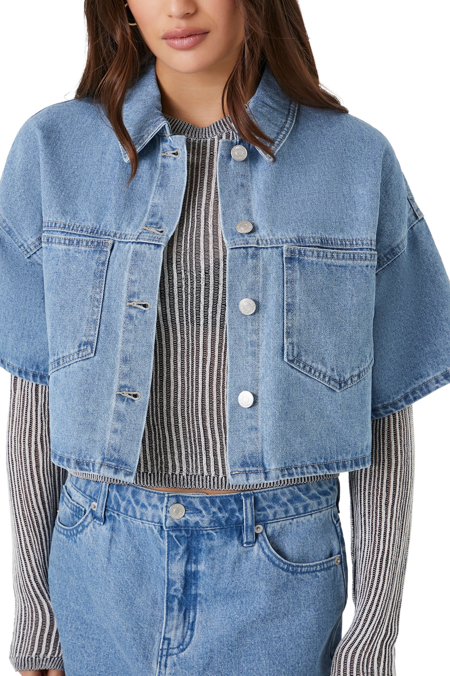 CAMISA DENIM CROPPED OVERSIZED