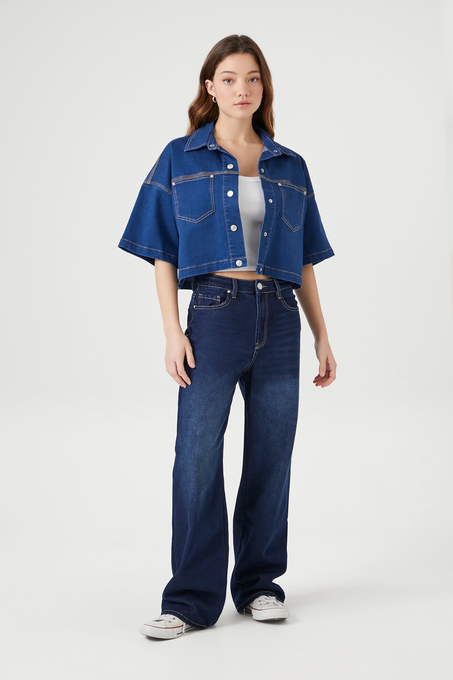 CAMISA DENIM CROPPED OVERSIZED
