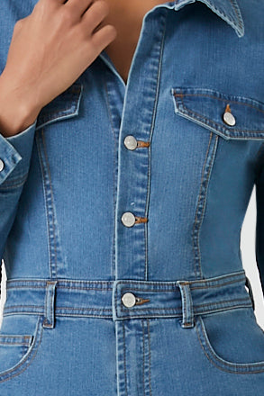 JUMPSUIT DENIM MANGALARGA CON BOTONES
