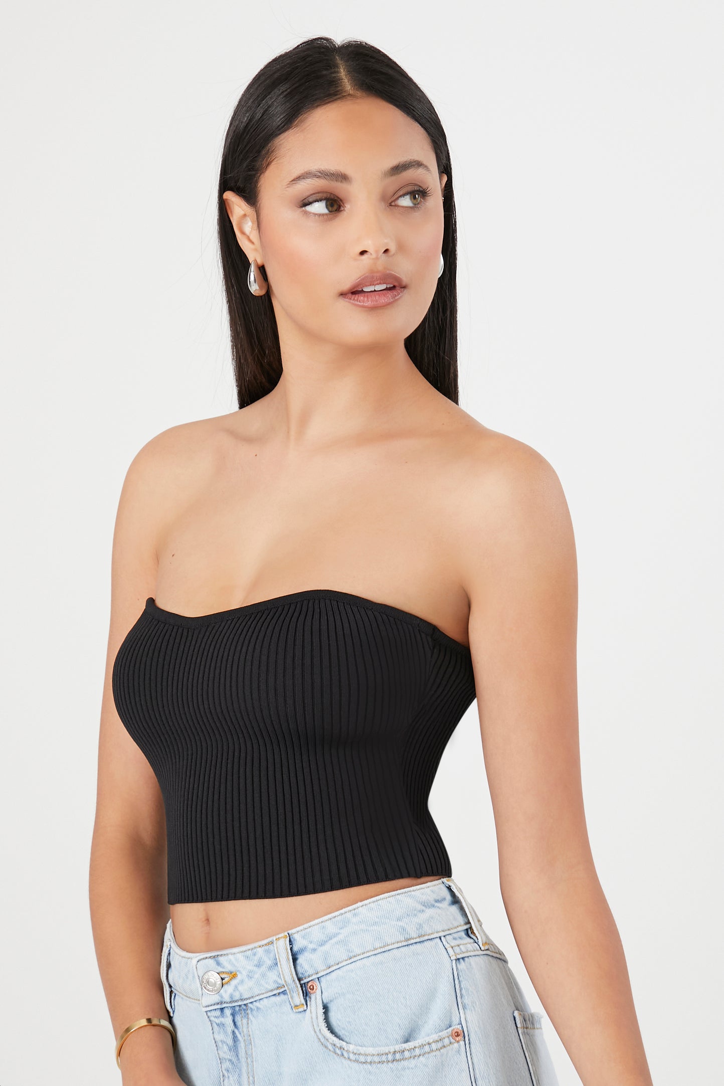 SWEATER CROP TOP CON DETALLE ACANALADO
