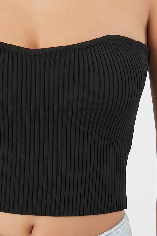 SWEATER CROP TOP CON DETALLE ACANALADO