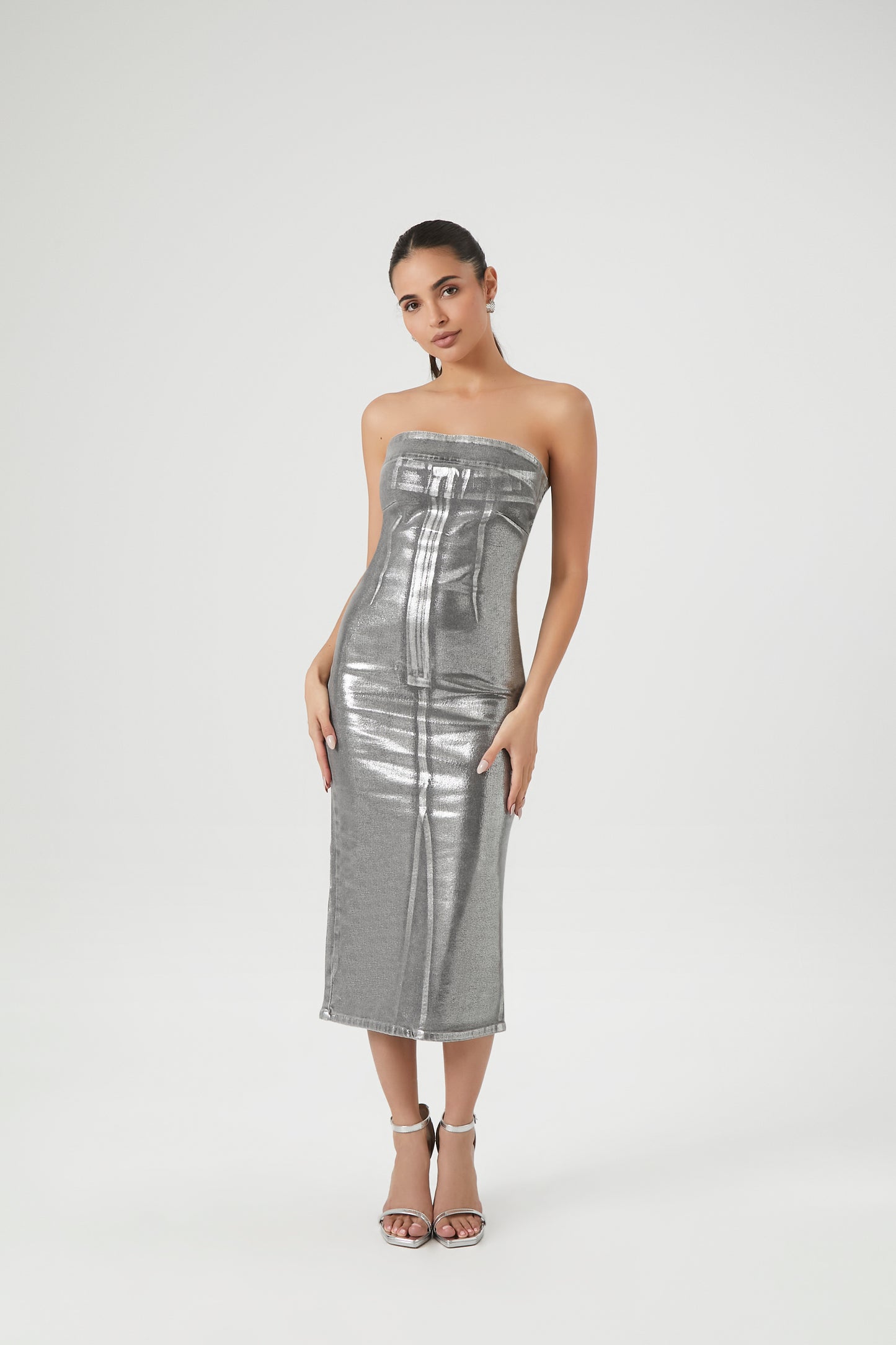 VESTIDO MIDI TUBO STRAPLESS