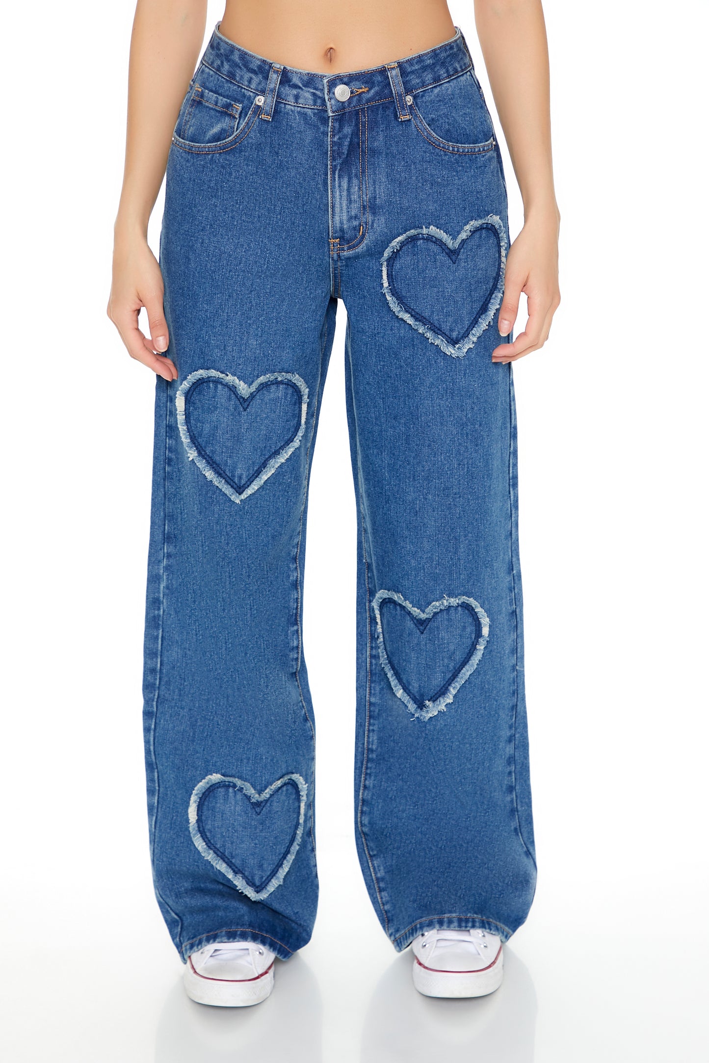 PANTALON WIDE-LEG CON DETALLE DE CORAZONES