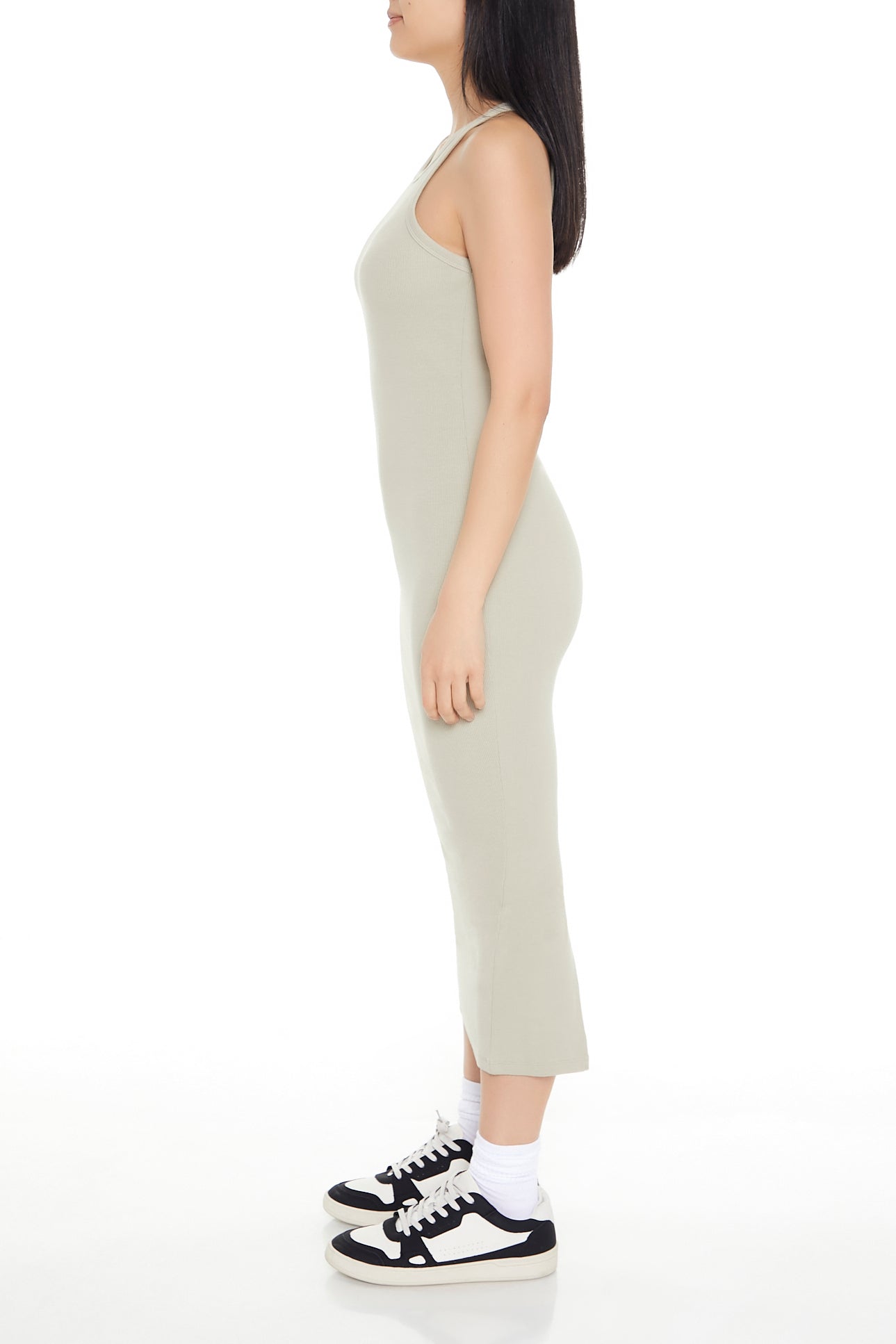 VESTIDO MIDI DE ALGÓN ACANALADO