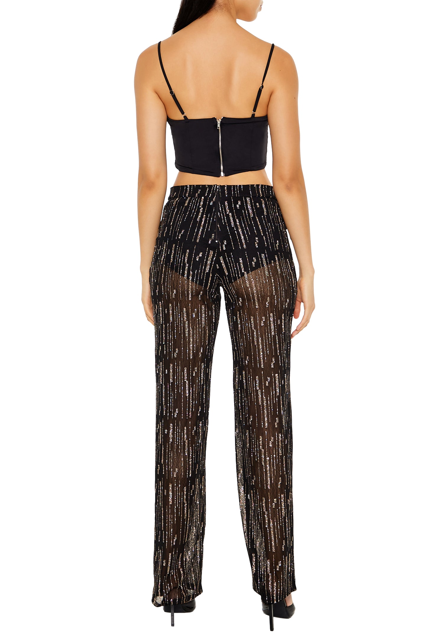 PANTALONA TRASLÚCIDA CON DETALLES DE BRILLOS
