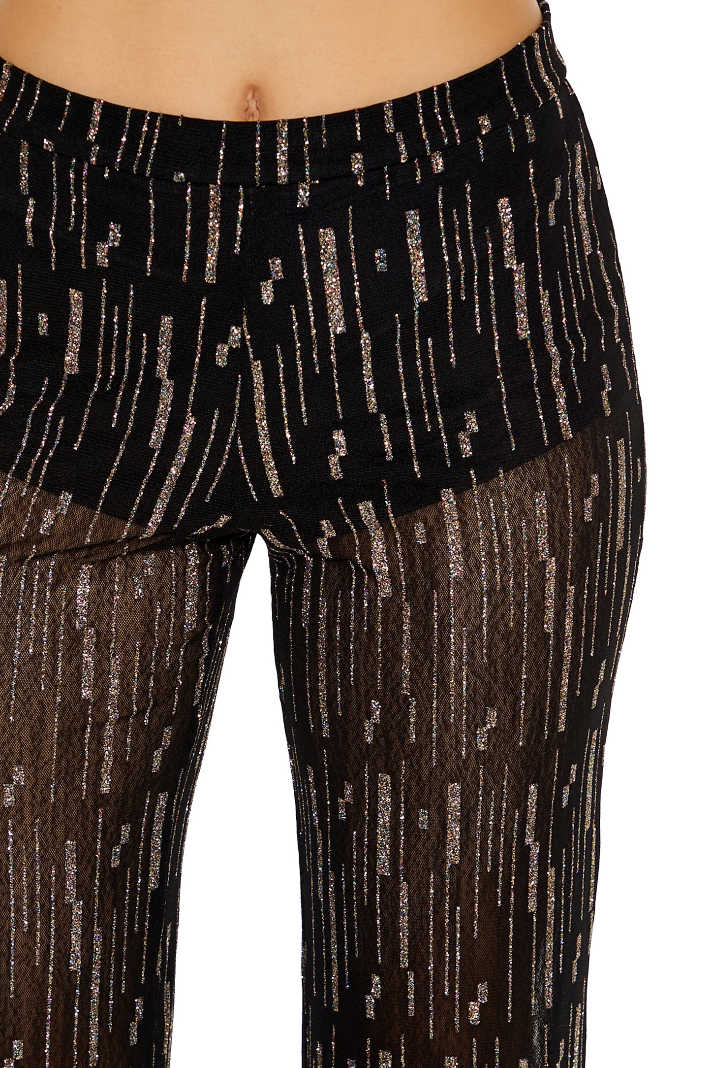 PANTALONA TRASLÚCIDA CON DETALLES DE BRILLOS