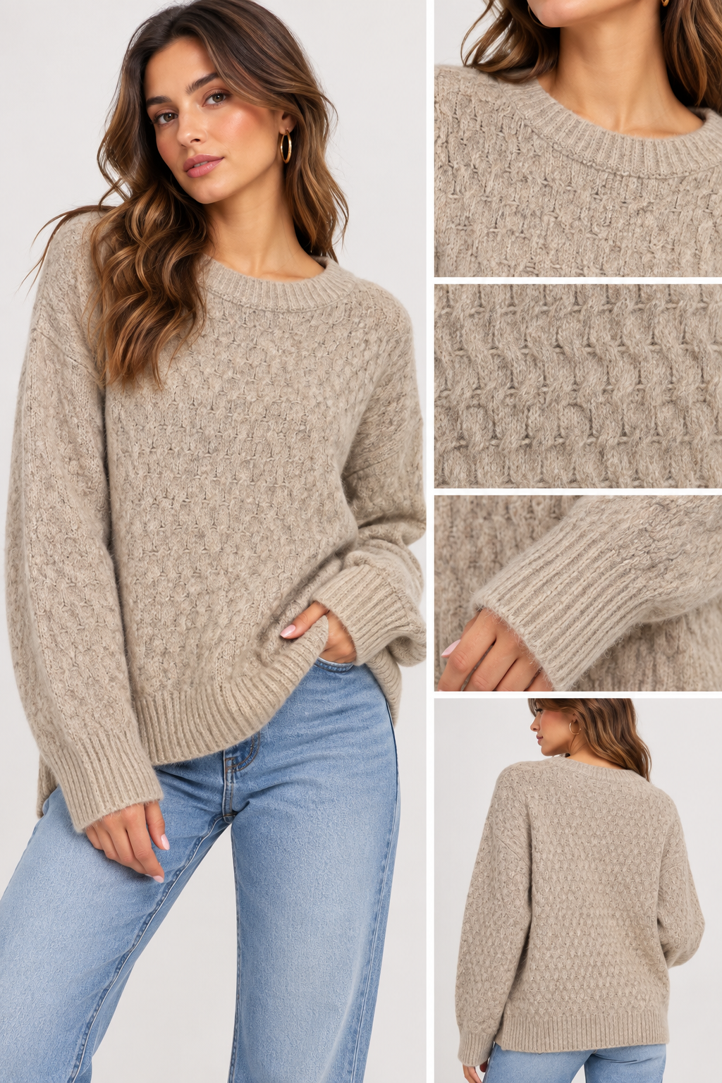 SWEATER TEJIDO DE PUNTO TEXTURIZADO, OVERSIZE