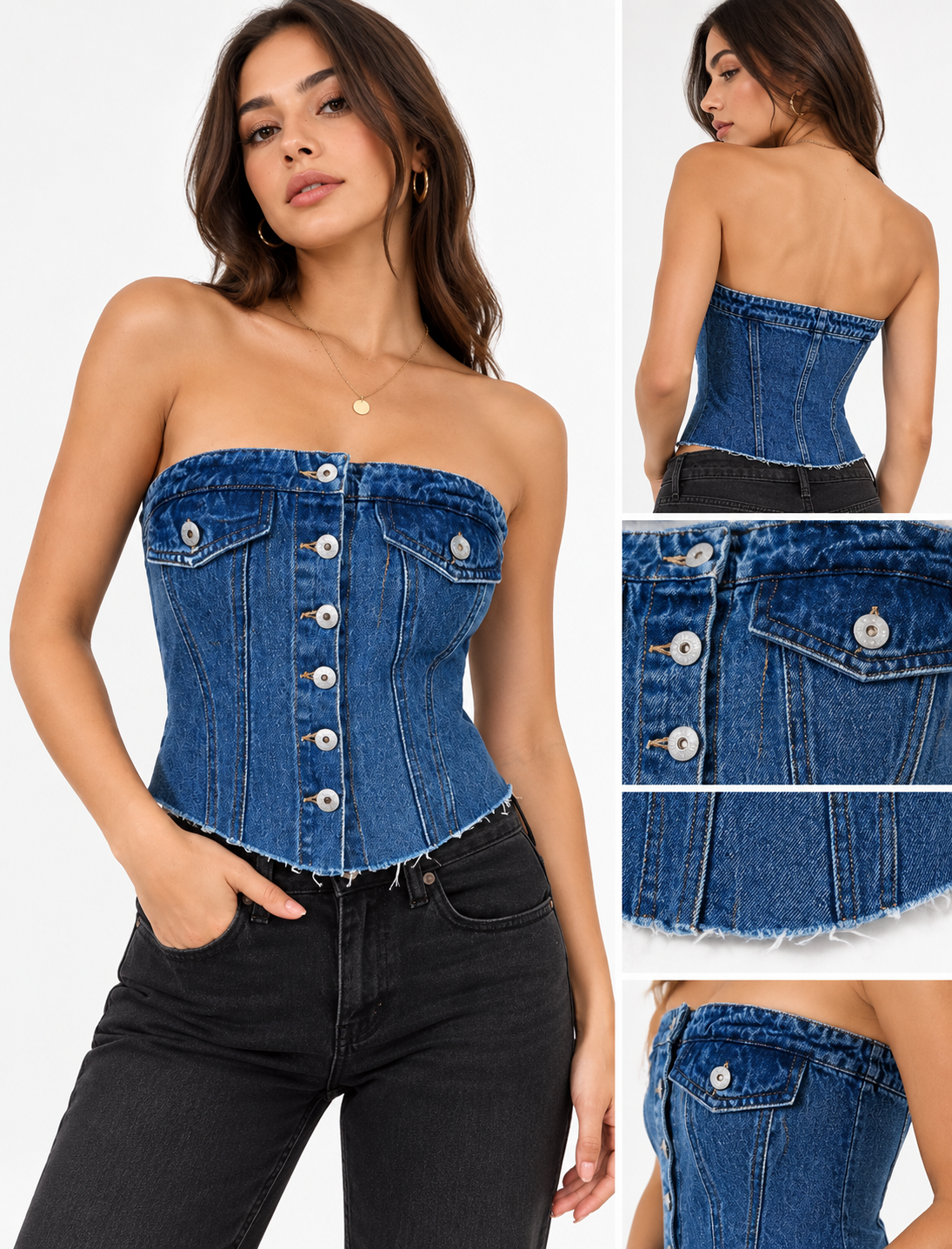 TOP DENIM STRAPLESS