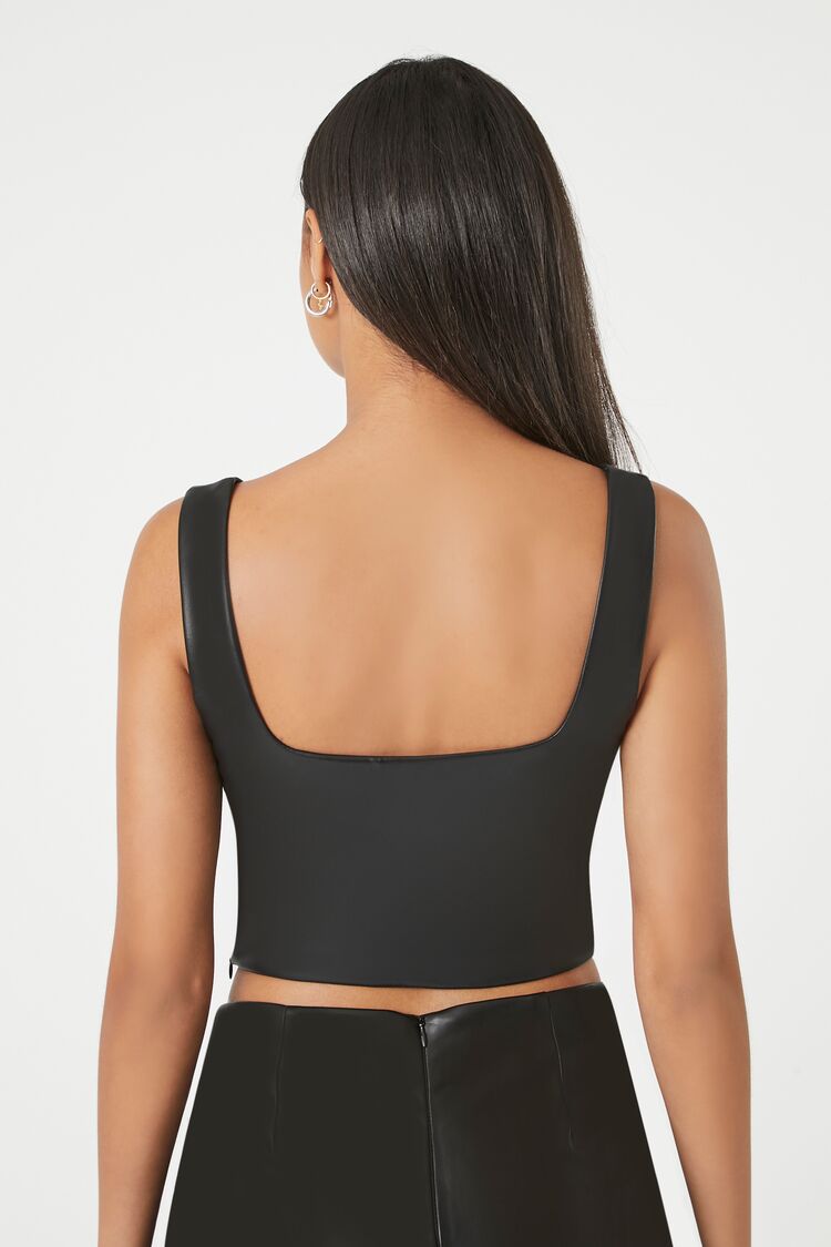 CROP TOP DE TIROS GRUESOS DE CUERO ECOLOGICO