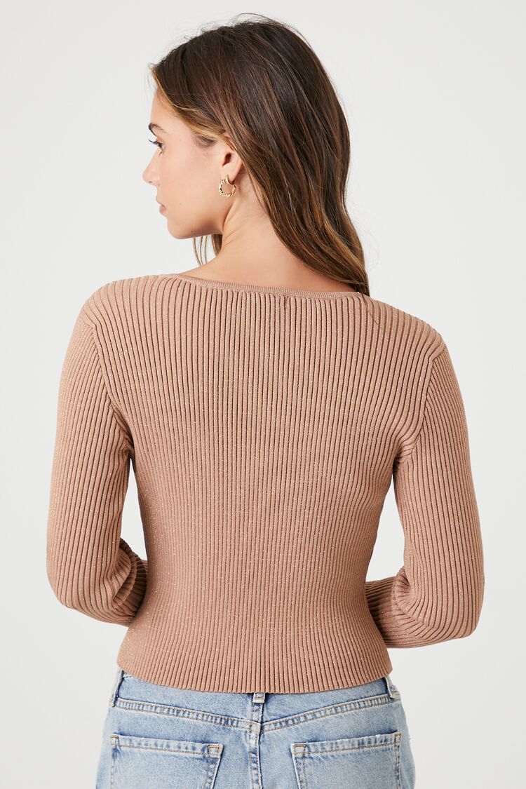 SWEATER CROPPED ESCOTE CUADRADO DE TELA BRILLOSA