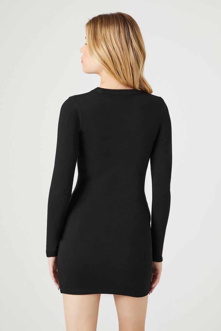 VESTIDO MINI DE ALGODÓN LICRADO ACANALADO