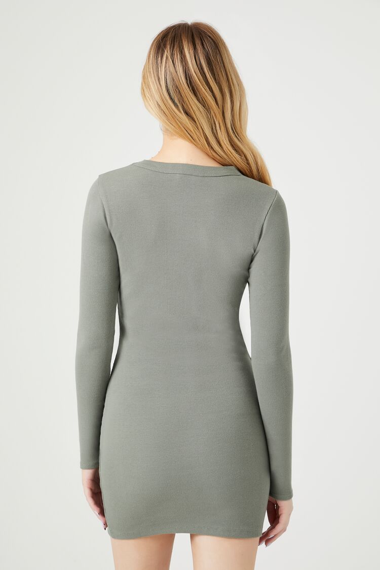 VESTIDO MINI DE ALGODÓN LICRADO ACANALADO