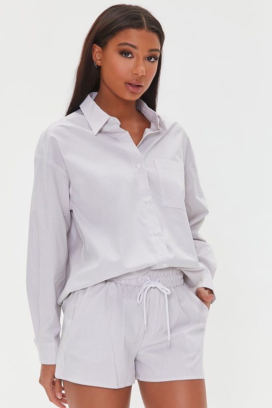 CAMISA DE POPELINA CON PATRON DE RAYAS