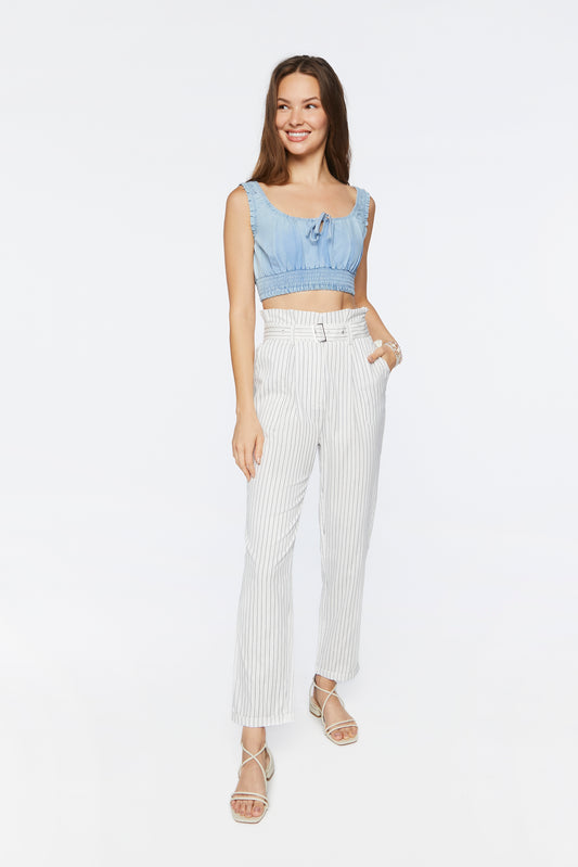 PANTALON DE CORTE RECTO A RAYAS