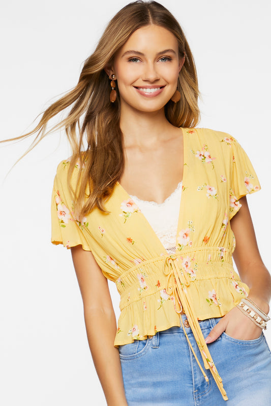 TOP ESCOTE EN V Y ESTAMPADO DE FLORES