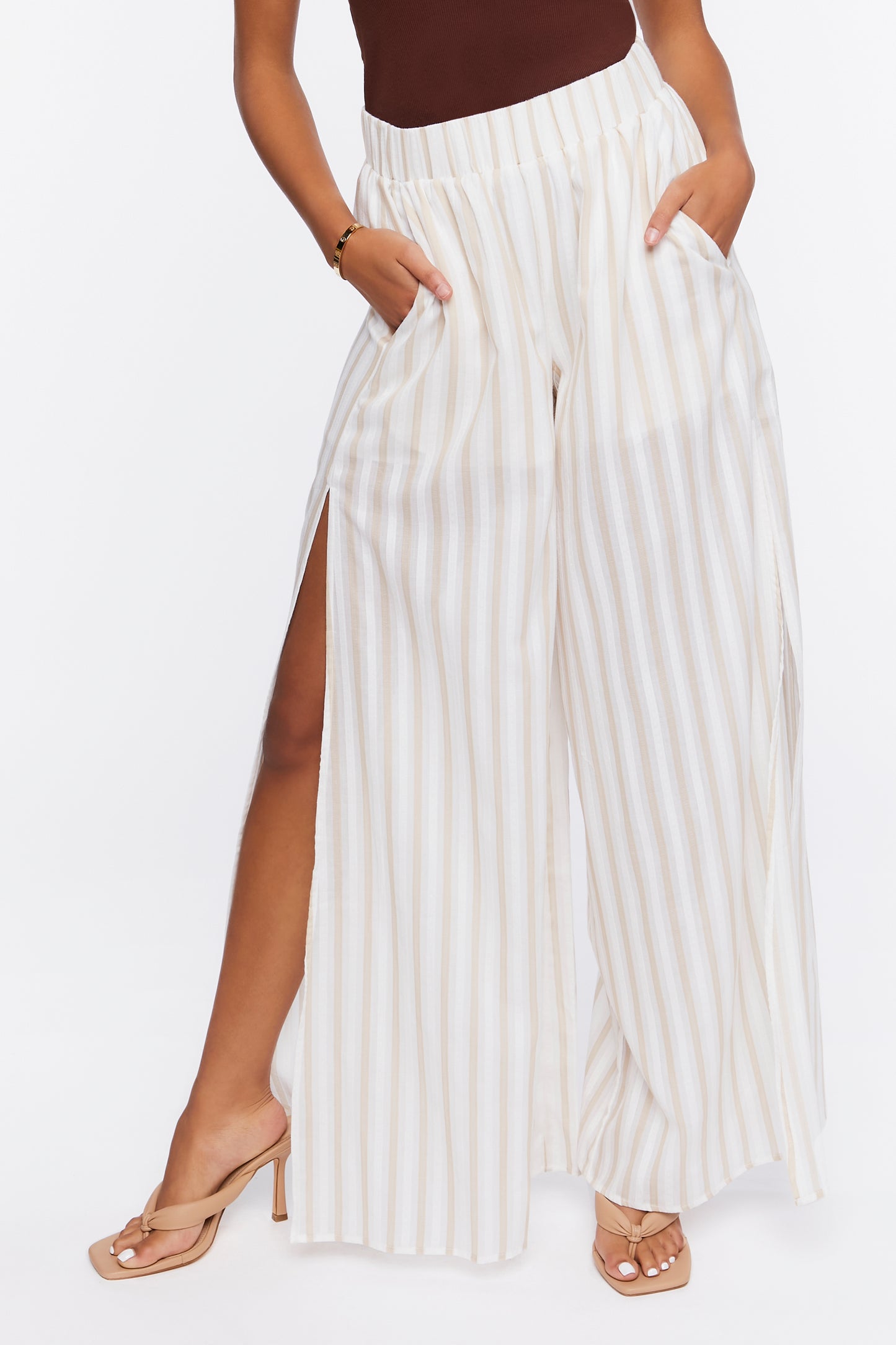PANTALONA WIDE-LEG A RAYAS  CON ABERTURA