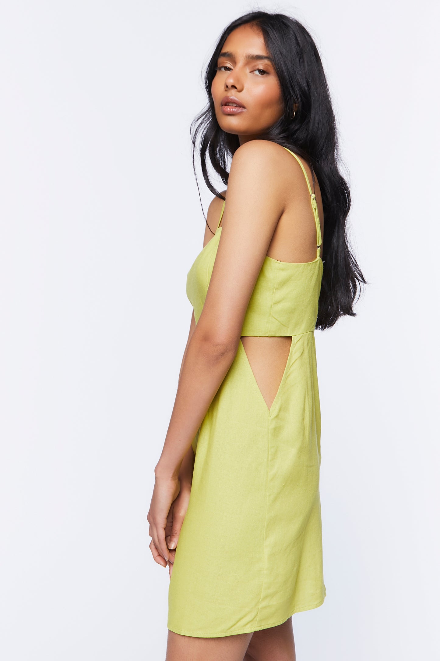 VESTIDO DE LINO CON ESCOTE CUTOUT