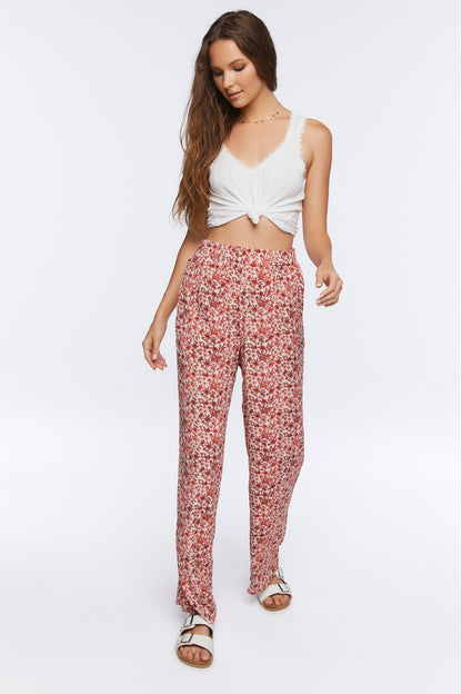 PANTALONA DE CORTE RECTO CON ESTAMPADO DE FLORES
