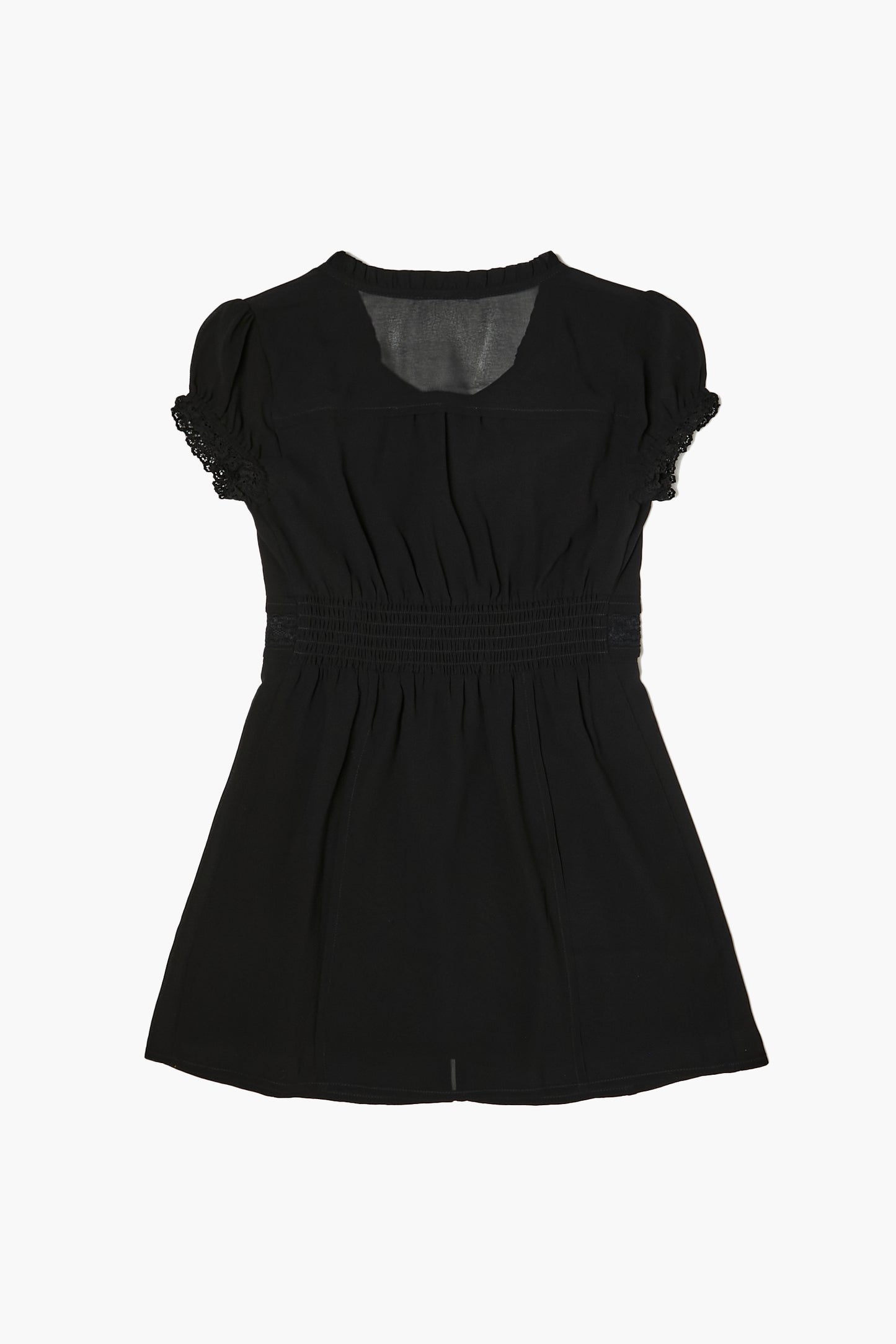 VESTIDO DE GAZA CON DETALLES DE ENCAJE