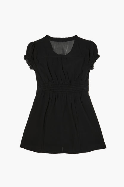 VESTIDO DE GAZA CON DETALLES DE ENCAJE