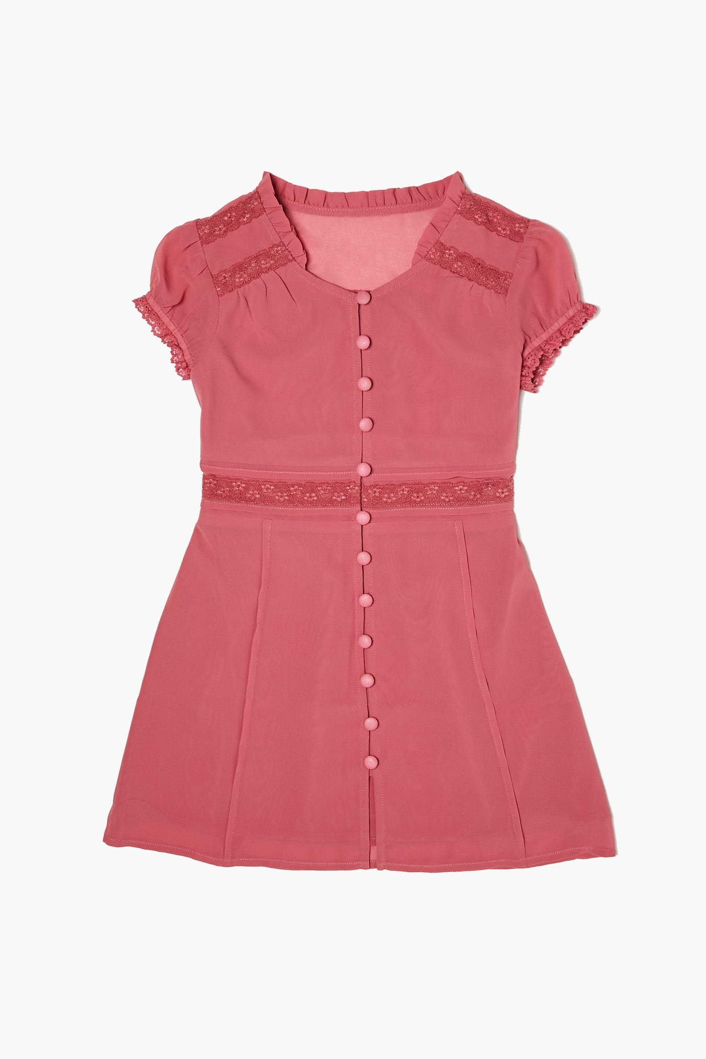 VESTIDO DE GAZA CON DETALLES DE ENCAJE