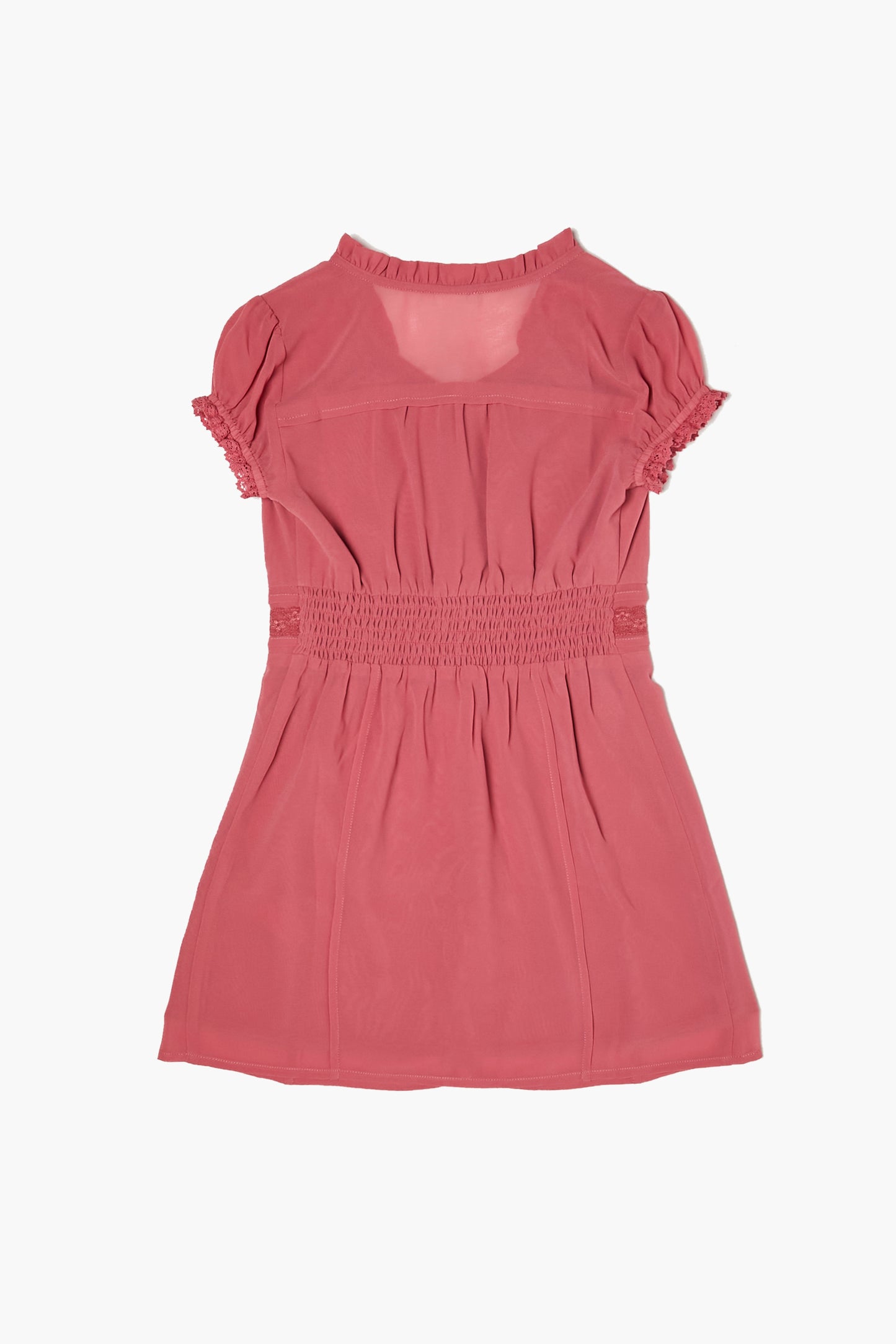 VESTIDO DE GAZA CON DETALLES DE ENCAJE