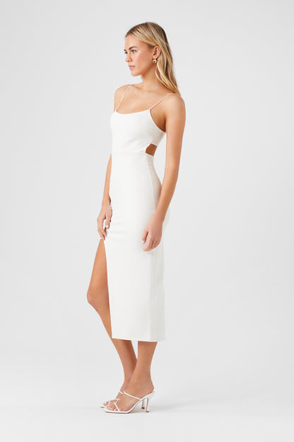 VESTIDO LICRADO DE ALGODÓN CON ABERTURA ASIMETRICA