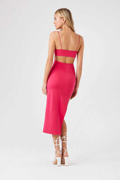 VESTIDO LICRADO DE ALGODÓN CON ABERTURA ASIMETRICA