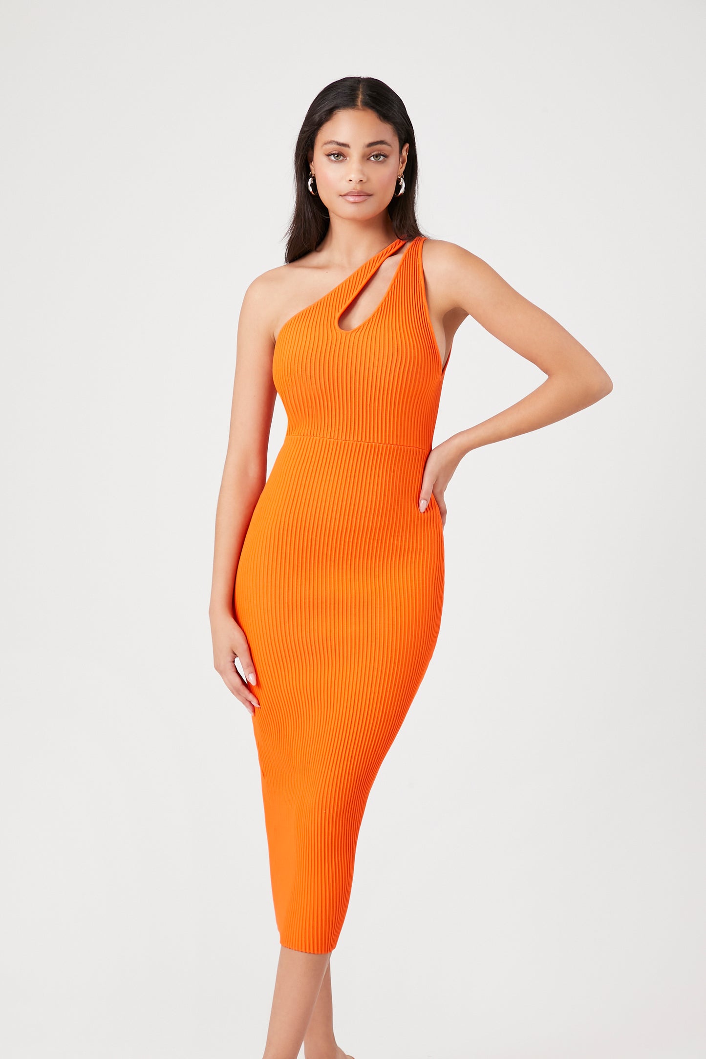 VESTIDO MIDI DE TIRO ASIMÉTRICO