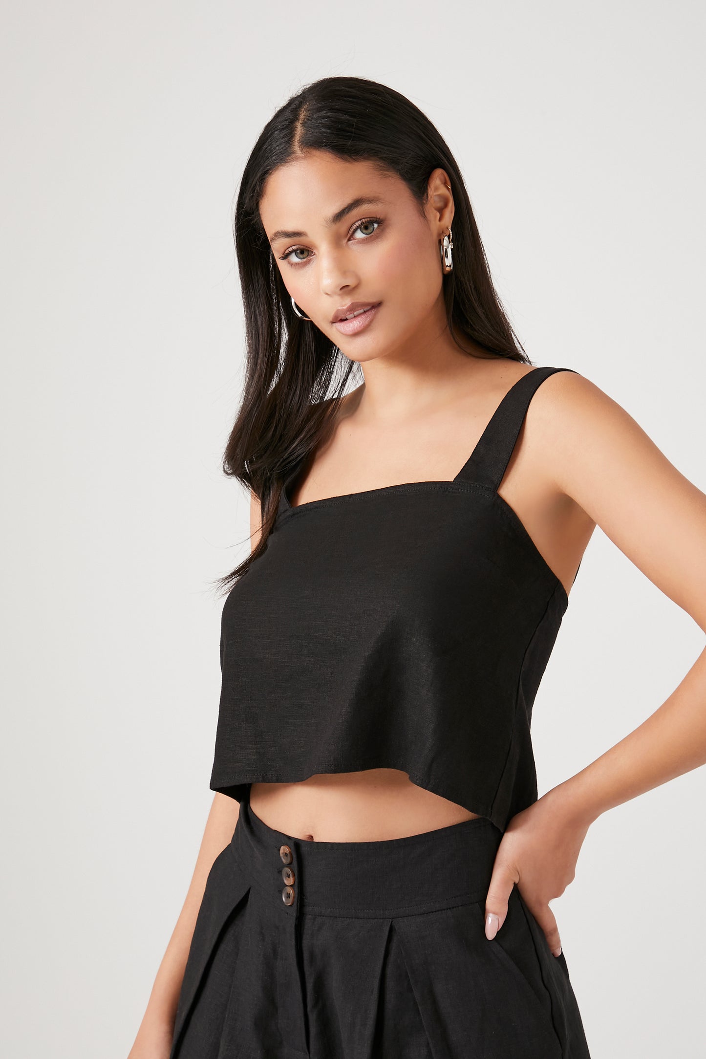 CROP TOP DE LINO CORTE RECTO
