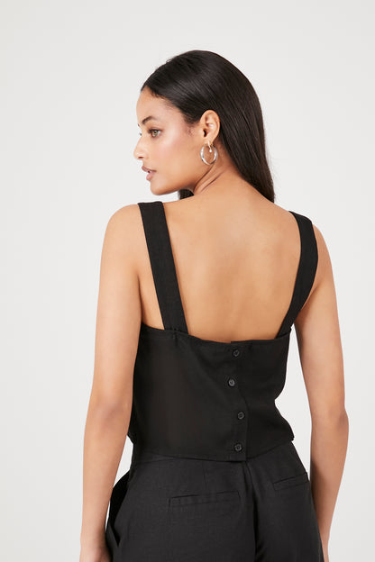CROP TOP DE LINO CORTE RECTO