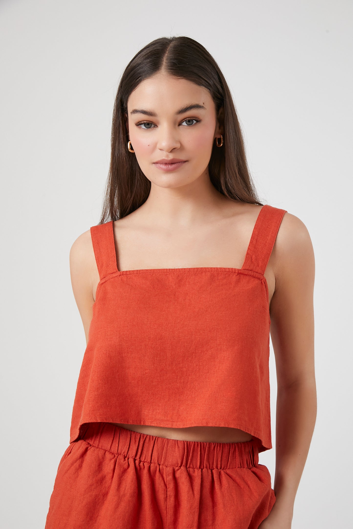 CROP TOP DE LINO CORTE RECTO
