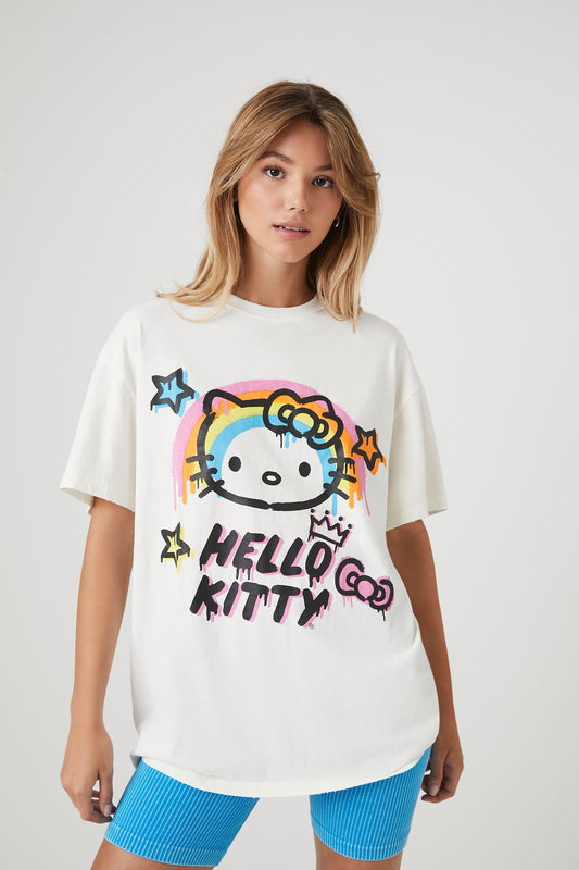 POLERA DE ALGODÓN OVERSIZED LOGO "HELLO KITTY"