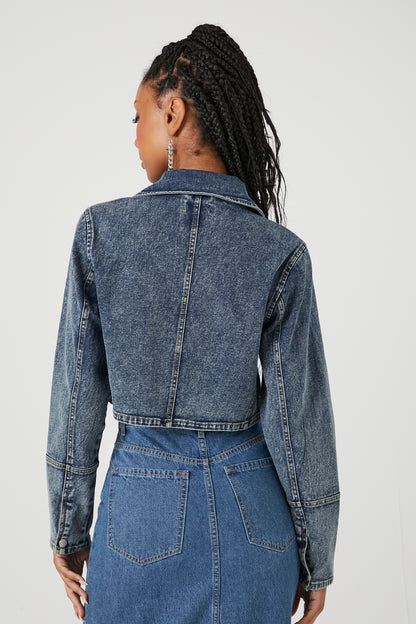 CHAQUETA DENIM CROPPED CON DETALLE DE CIERRE