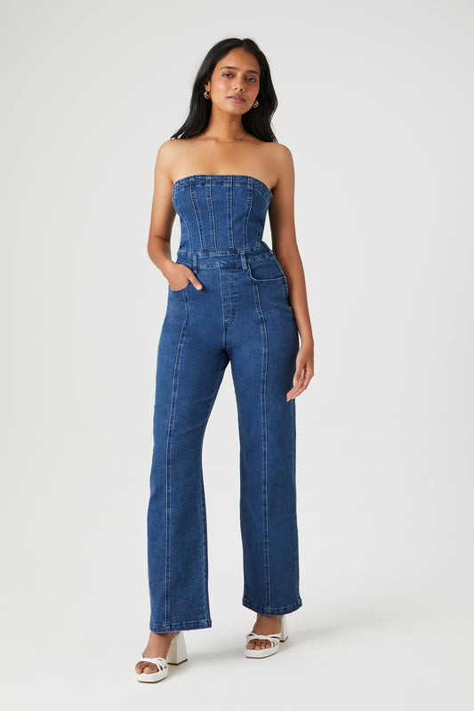 JUMPSUIT DENIM STRAPLESS