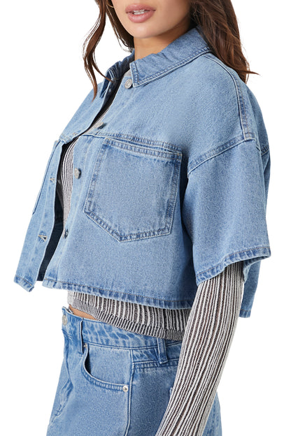 CAMISA DENIM CROPPED OVERSIZED