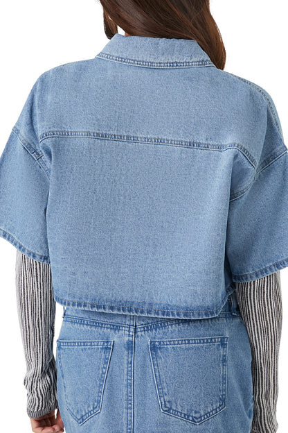 CAMISA DENIM CROPPED OVERSIZED