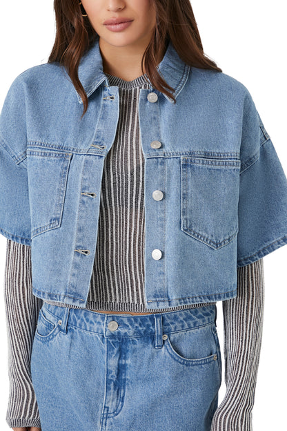 CAMISA DENIM CROPPED OVERSIZED