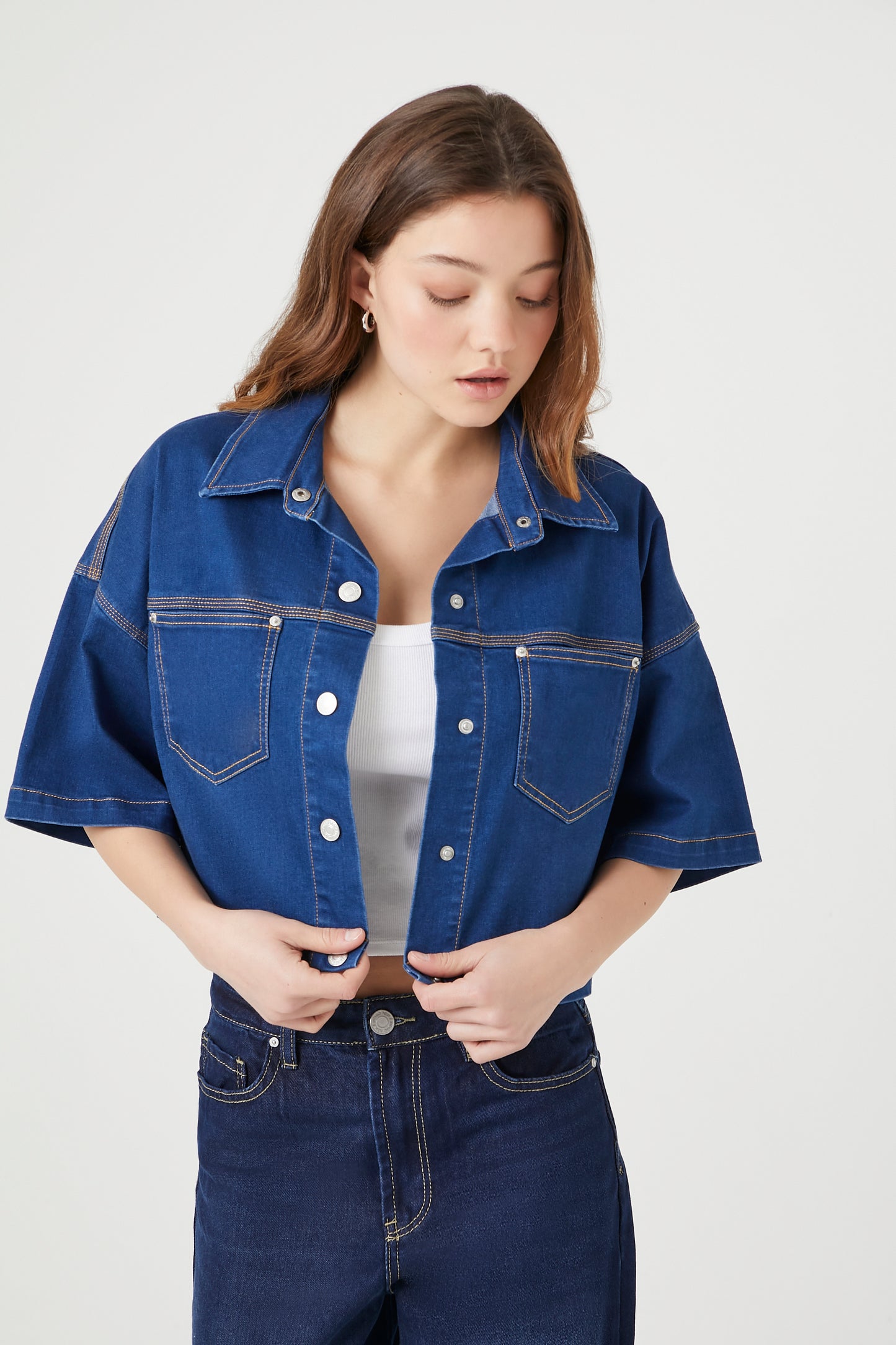CAMISA DENIM CROPPED OVERSIZED