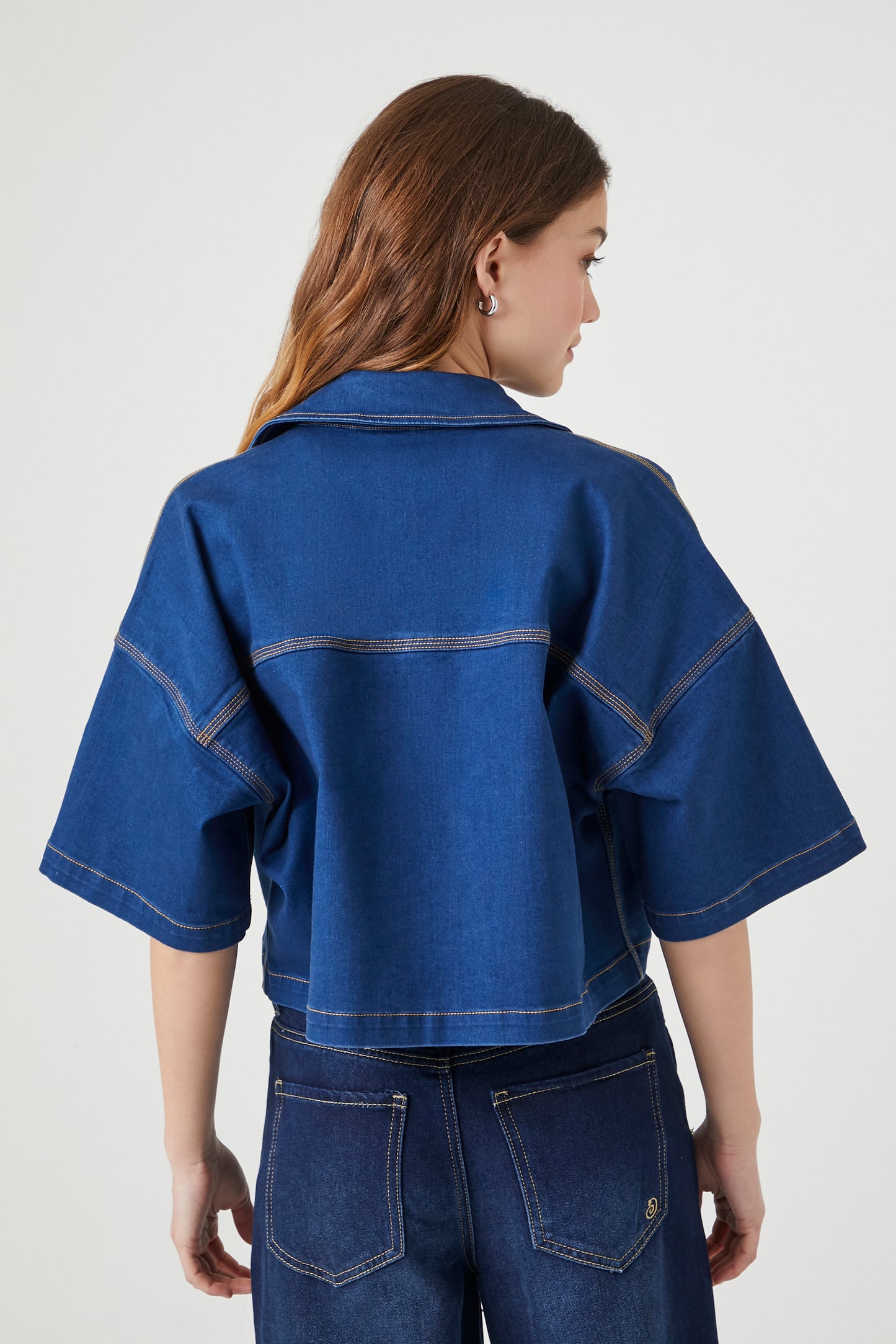 CAMISA DENIM CROPPED OVERSIZED