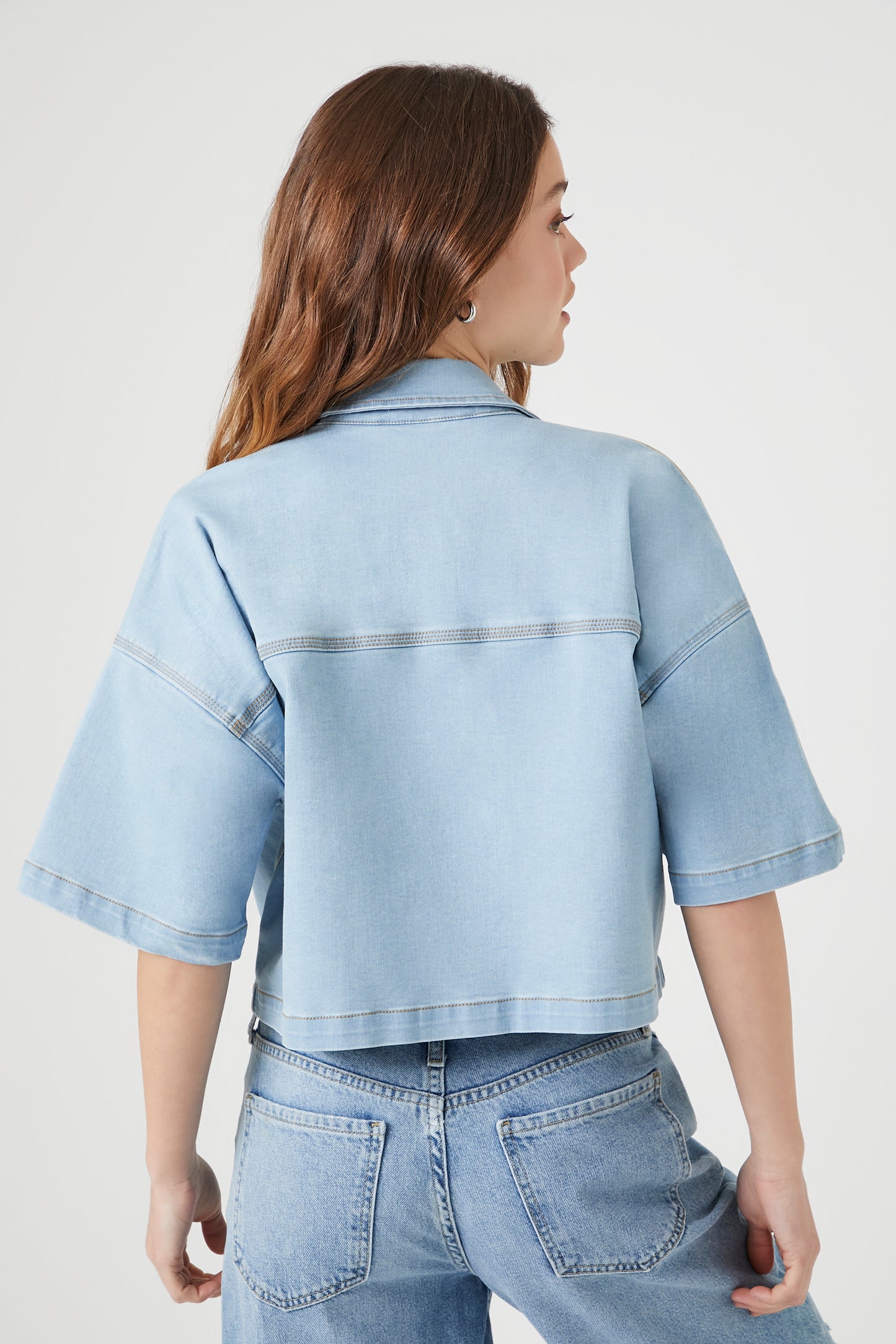 CAMISA DENIM CROPPED OVERSIZED
