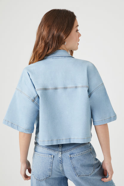 CAMISA DENIM CROPPED OVERSIZED