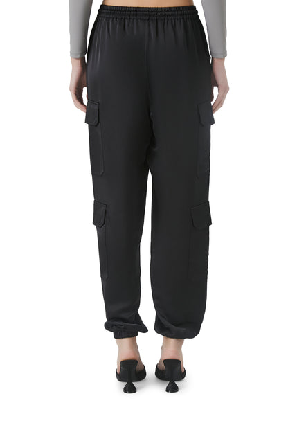 PANTALON CARGO DE SATÍN CON ELÁSTICO EN LA CINTURA