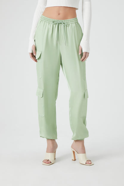 PANTALON CARGO DE SATÍN CON ELÁSTICO EN LA CINTURA