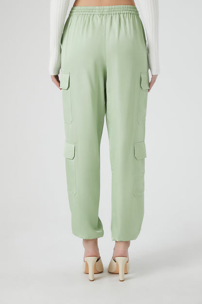 PANTALON CARGO DE SATÍN CON ELÁSTICO EN LA CINTURA