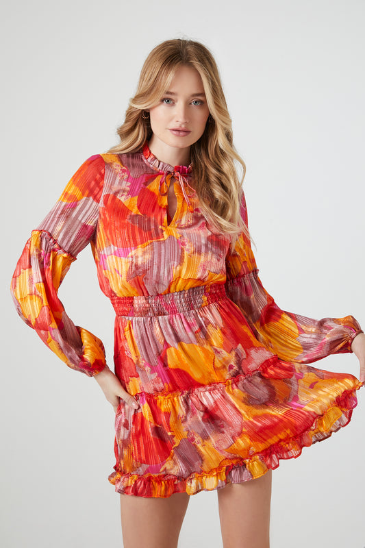 VESTIDO CORTO CON MANGALARGA ABULLONADA