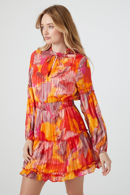 VESTIDO CORTO CON MANGALARGA ABULLONADA